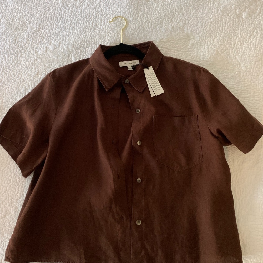 NWT Banana Republic Chocolate Button-Up Shirt